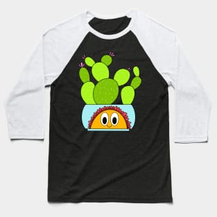 Cute Cactus Design #113: Beavertail Cacti In A Happy Flower Pot Baseball T-Shirt